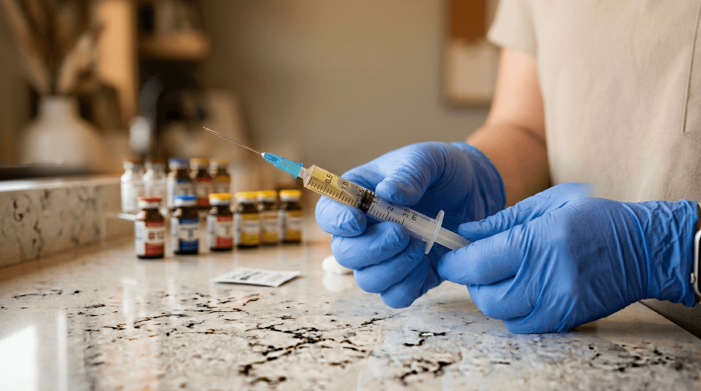 Editorial image representing in-office IM and injectable wellness therapies